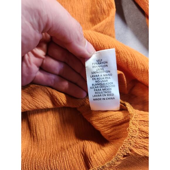 Storia Peasant Shift Dress Size Small Burnt Orange Tunic Shift Bell Sleeve New - Picture 8 of 12